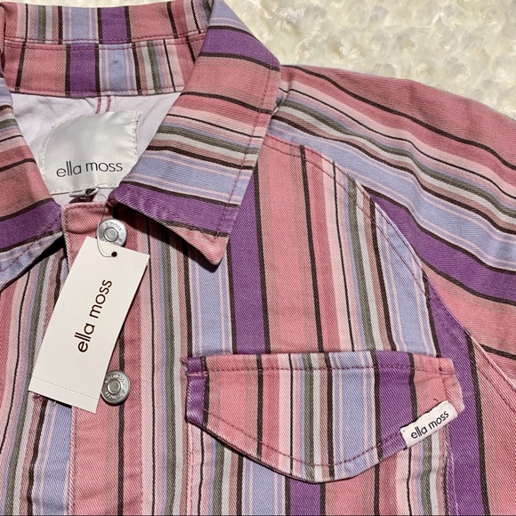 Ella Moss Dolman Bomber Jacket Rainbow Stripe - Picture 4 of 8